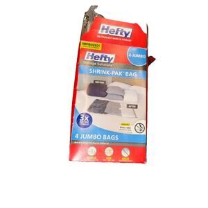 Hefty SHRINK PAK Bag 4 Jumbo Vacuum Storage Bags 48 x 35 In Double Closure Dual